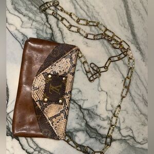 Brown and Tan Designer Chain Bag